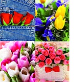 Пакет картон ламинир. 18*24 Плотный Цветы микс 1/12